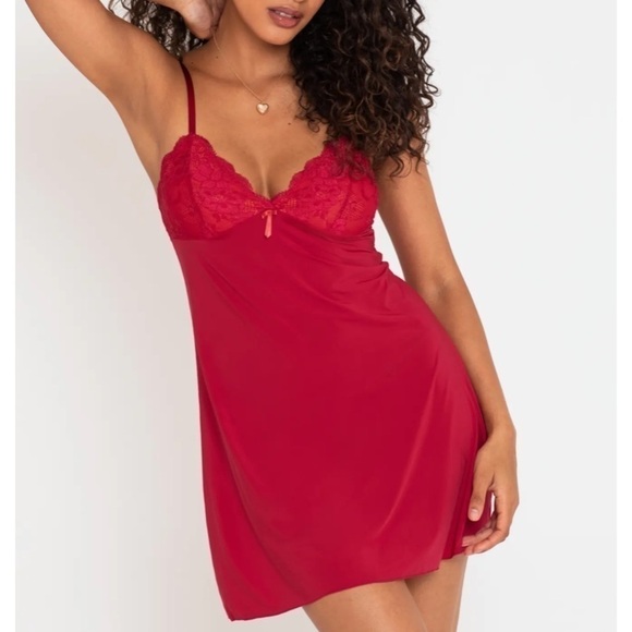LA Senza red Satin padded bra slip dress size Medium - Picture 8 of 16